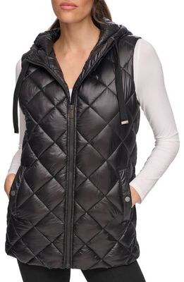 Andrew Marc Sport Hooded Packable Quilted Puffer Vest in Black