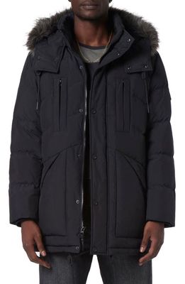 Andrew Marc Tremont Water Resistant Down Quilted Parka with Faux Fur Trim in Black