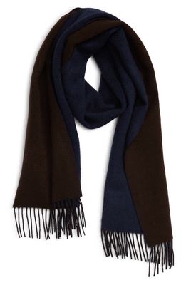 Andrew Stewart Double Face Cashmere Scarf in Navy/Brown