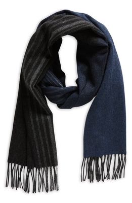 Andrew Stewart Tri-Color Cashmere Scarf in Black Navy