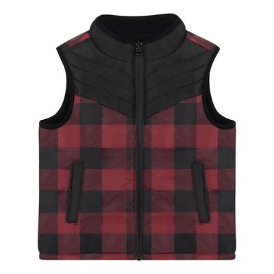 Andy & Evan Boys Reversible Sherpa Vest in Red Check