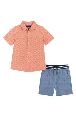 Andy & Evan Button-Up Shirt & Shorts Set in Faded Orange