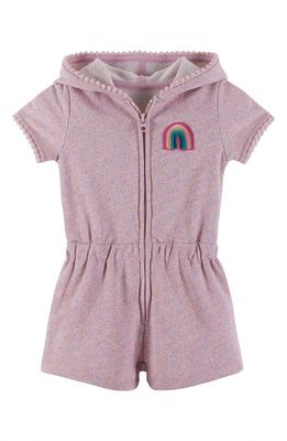 Andy & Evan Hooded French Terry Cover-Up Romper in Pink Lurex