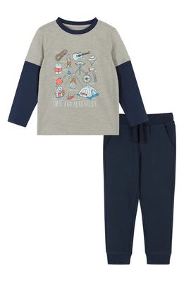 Andy & Evan Kids' Astronaut Long Sleeve Graphic T-Shirt & Joggers Set in Camping Grey