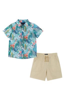 Andy & Evan Kids' Button-Up Shirt & Shorts Set in Safari Slub