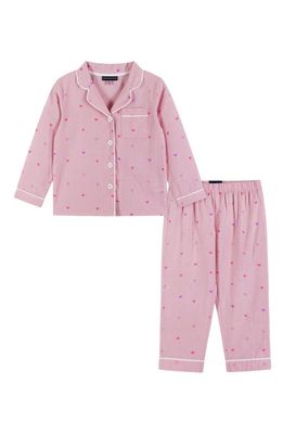 Andy & Evan Kids' Heart Print Two-Piece Pajamas in Pink Hearts