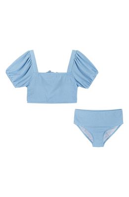 Andy & Evan Kids' Puff Sleeve Two-Piece Swimsuit in Light Blue