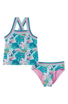 Andy & Evan Kids' Reversible Two-Piece Tankini Swimsuit in Aqua Floral