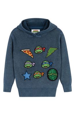 Andy & Evan Kids' x Teenage Mutant Ninja Turtles Appliqué Cotton Sweater Hoodie in Blue Hoodie