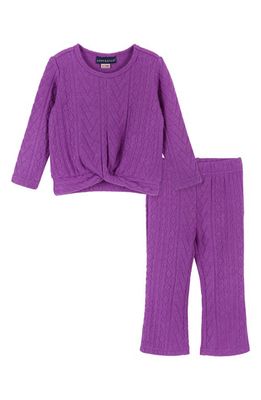 Andy & Evan Long Sleeve Knit Top & Flare Pants Set in Purple