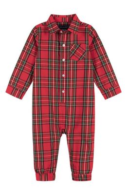 Andy & Evan Red Holiday Plaid Flannel Romper in Red Plaid