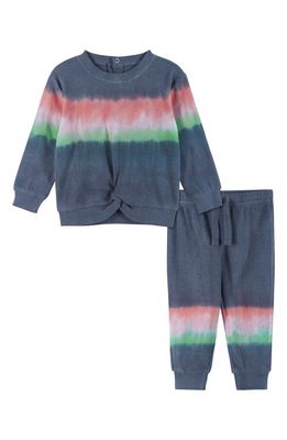 Andy & Evan Rib Tie Dye Long Sleeve T-Shirt & Joggers Set in Navy Dip Dye