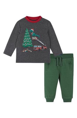 Andy & Evan Santa T-Rex Graphic Sweatshirt & Joggers Set in Grey Santa Trex