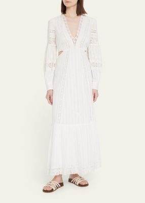 Aneesha Puff-Sleeve Cotton Lace Maxi Dress