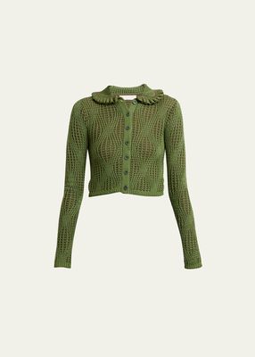 Anelise Cropped Open-Knit Cardigan