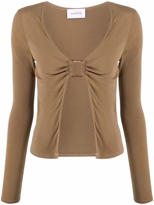 Anemos ring-embellished long-sleeved top - Neutrals