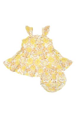 Angel Dear Golden Surf Floral Organic Cotton Muslin Dress & Bloomers Set in Yellow