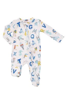 Angel Dear Nautical ABC Fitted One-Piece Footie Pajamas in Blue