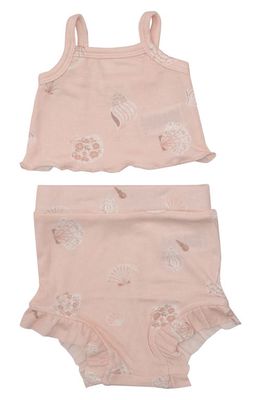 Angel Dear Seashells Print Rib Knit Camisole & Bloomers Set in Pink