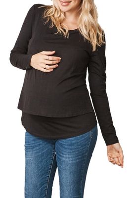 Angel Maternity Double Layer Maternity/Nursing Top in Black