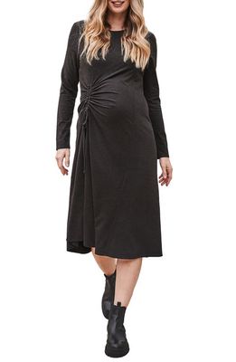 Angel Maternity Eloise Long Sleeve Knit Maternity Dress in Charcoal