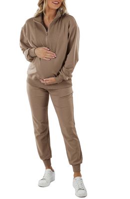 Angel Maternity Maternity/Nursing 2-Piece Track Set in Brown