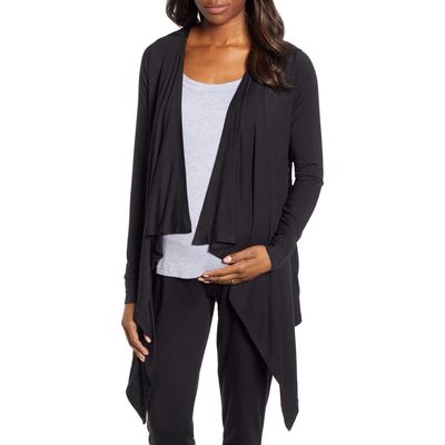 Angel Maternity Maternity/Nursing Cardigan, Tank & Pants Set in Black 