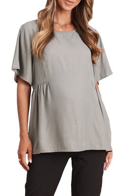 Angel Maternity Short Sleeve Maternity Blouse in Sage