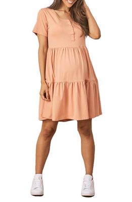 Angel Maternity Tiered Maternity/Nursing Dress in Apricot