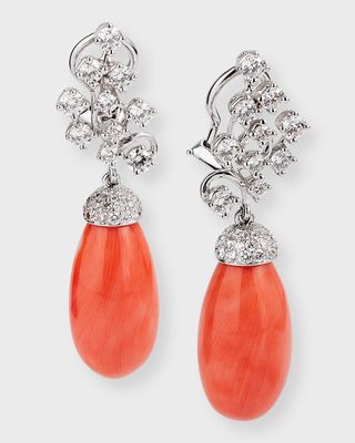 Angel Skin Coral Diamond Drop Earrings
