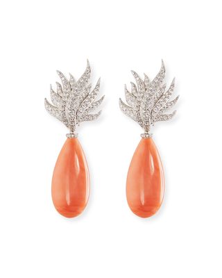 Angel Skin Coral/Diamond Earrings