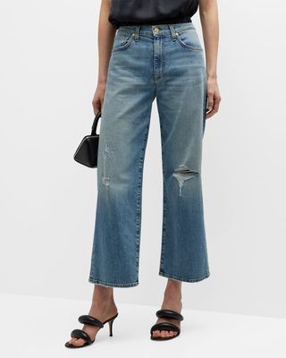 Angela Distressed Wide-Leg Cropped Jeans