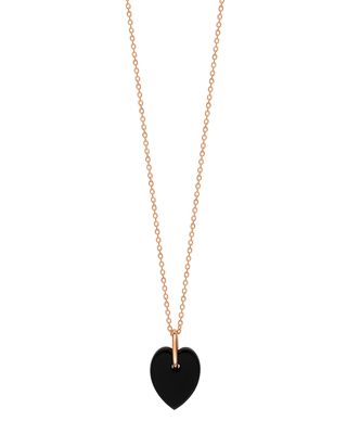 Angele Mini Onyx Heart on Chain Necklace