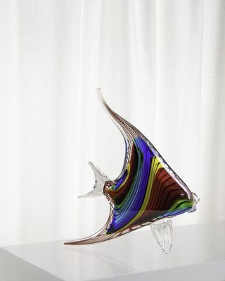 Angelfish Art Glass Fish Sculpture - 8.75" x 2.25" x 9.5"