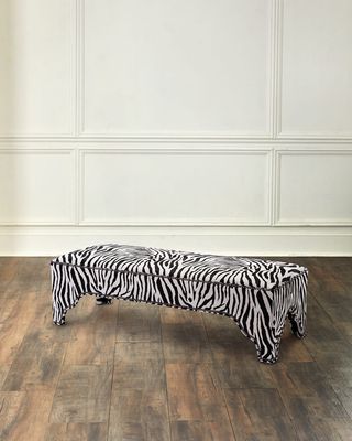 Angelia Zebra-Print Hairhide Bench, 60"