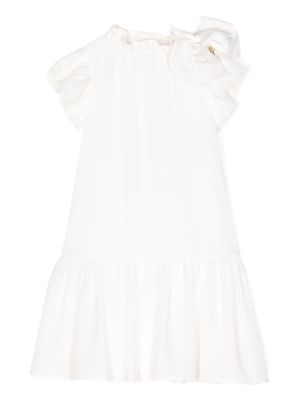 Angel's Face bow-detail ruffled dress - White