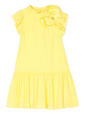 Angel's Face bow-detail ruffled dress - Yellow