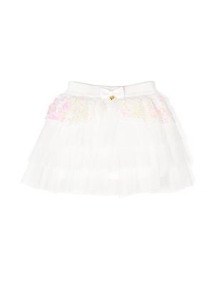 Angel's Face bow-detail sequin-embellished skirt - White