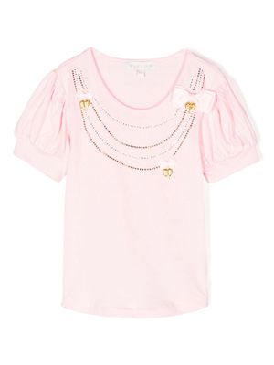 Angel's Face crystal-embellished bow-detail T-shirt - Pink