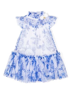 Angel's Face floral-print tulle dress - Blue