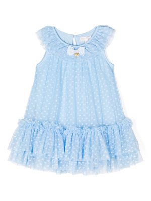 Angel's Face heart-embroidered sleeveless tulle dress - Blue