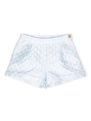 Angel's Face jacquard-pattern satin-finish shorts - Blue