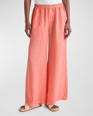Angie Cropped Wide-Leg Linen-Blend Pants