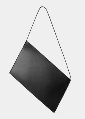 Angle Zip Calf Leather Clutch Bag