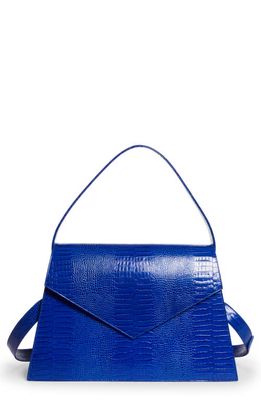 Anima Iris Grande Zaza Croc Embossed Leather Top Handle Bag in Cersei Blue