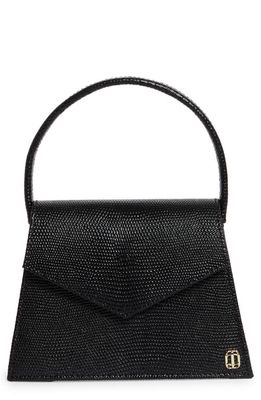 Anima Iris Zaza Lizard Embossed Leather Top Handle Bag in Black