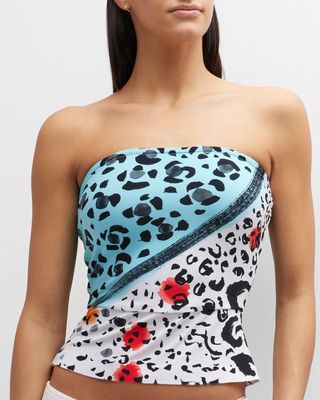 Animal Patch Strapless Top