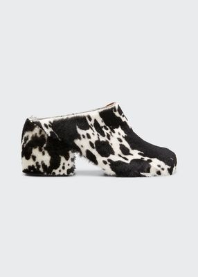 Animal-Print Calf Hair Slide Mules