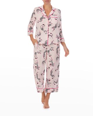 animal-print cropped pajama set
