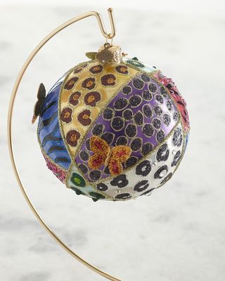 Animal Quilt 4" Glass Ornament